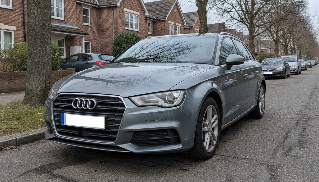Audi A3 8V Sportback in Grau, Dreiviertelansicht von vorn links