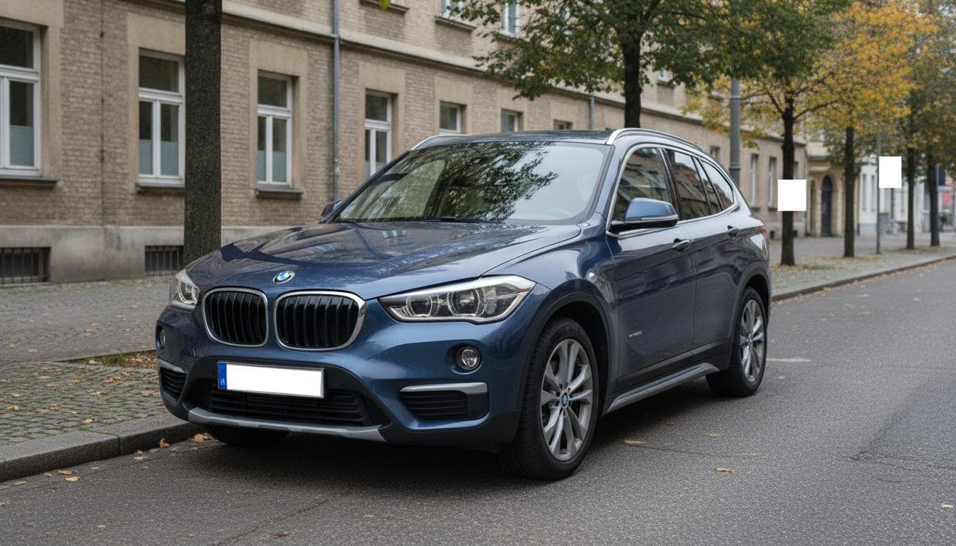 BMW X1 (F48) in Dunkelblau, Dreiviertelansicht von vorn links