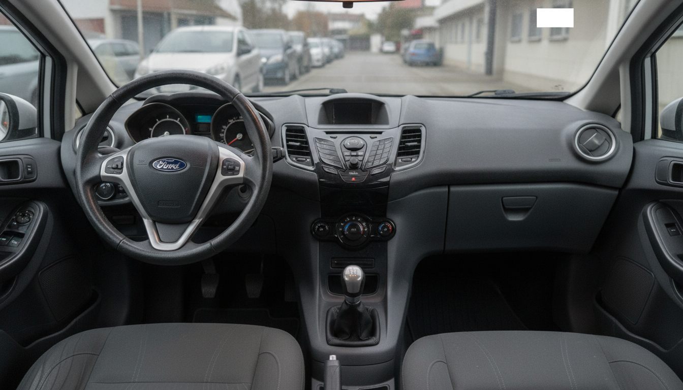 Innenraum des Ford Fiesta Mk7 mit Ford-Lenkrad