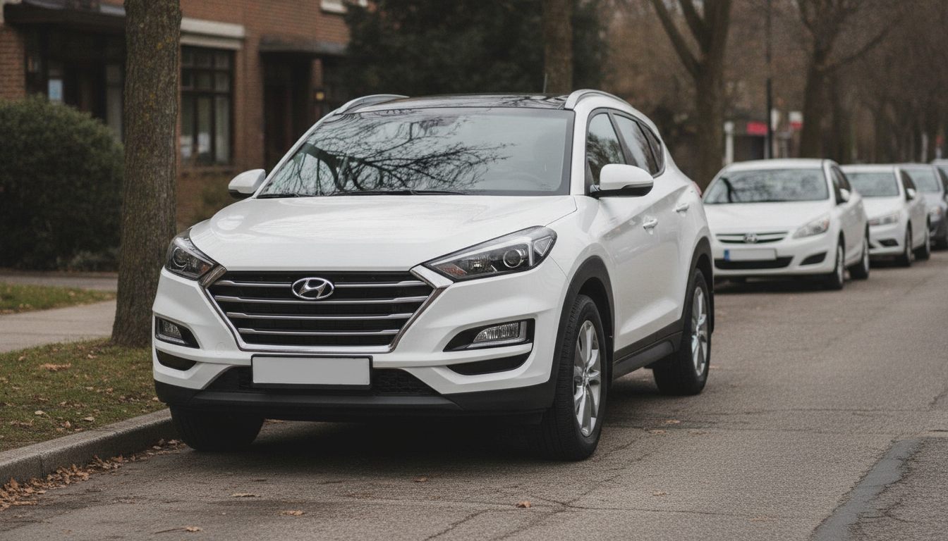 Hyundai Tucson (TL) in Weiß, Dreiviertelansicht von vorn links
