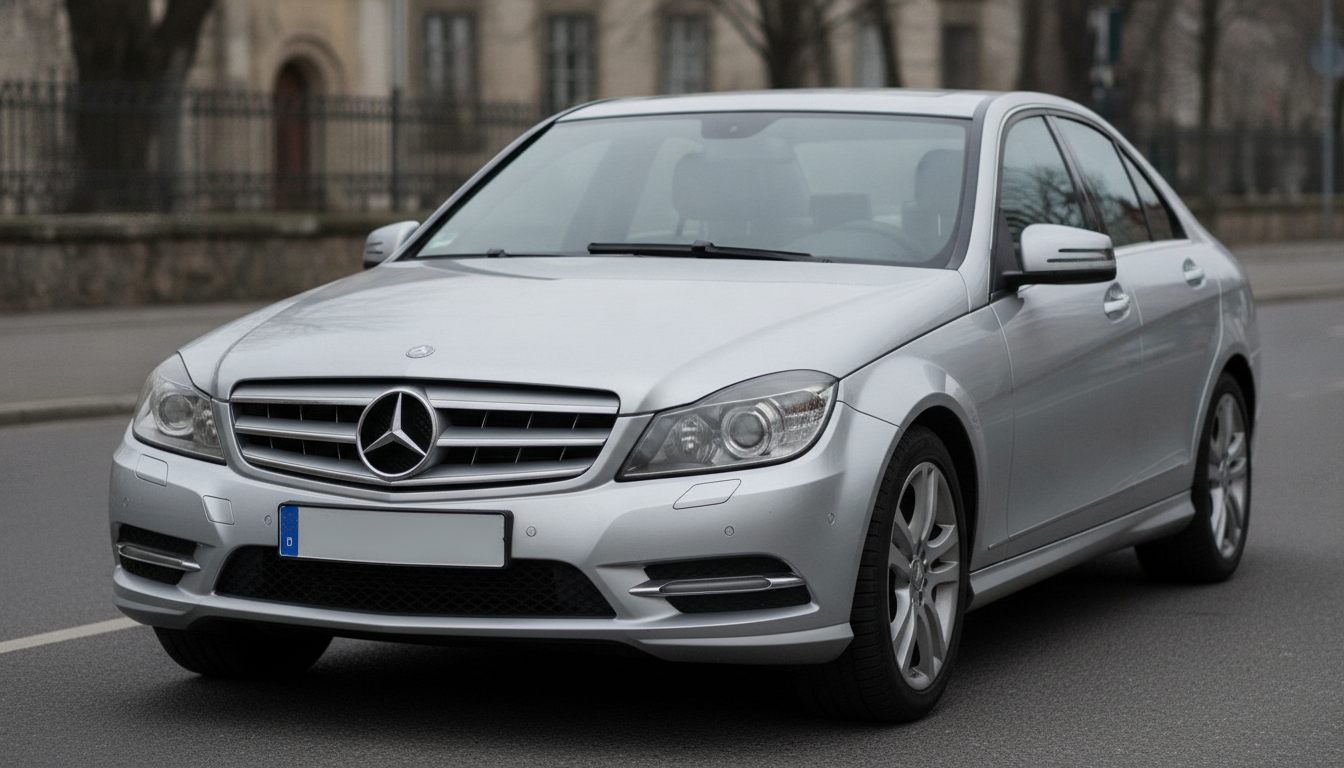 Mercedes-Benz C-Klasse W204 in Silber, Dreiviertelansicht von vorn links