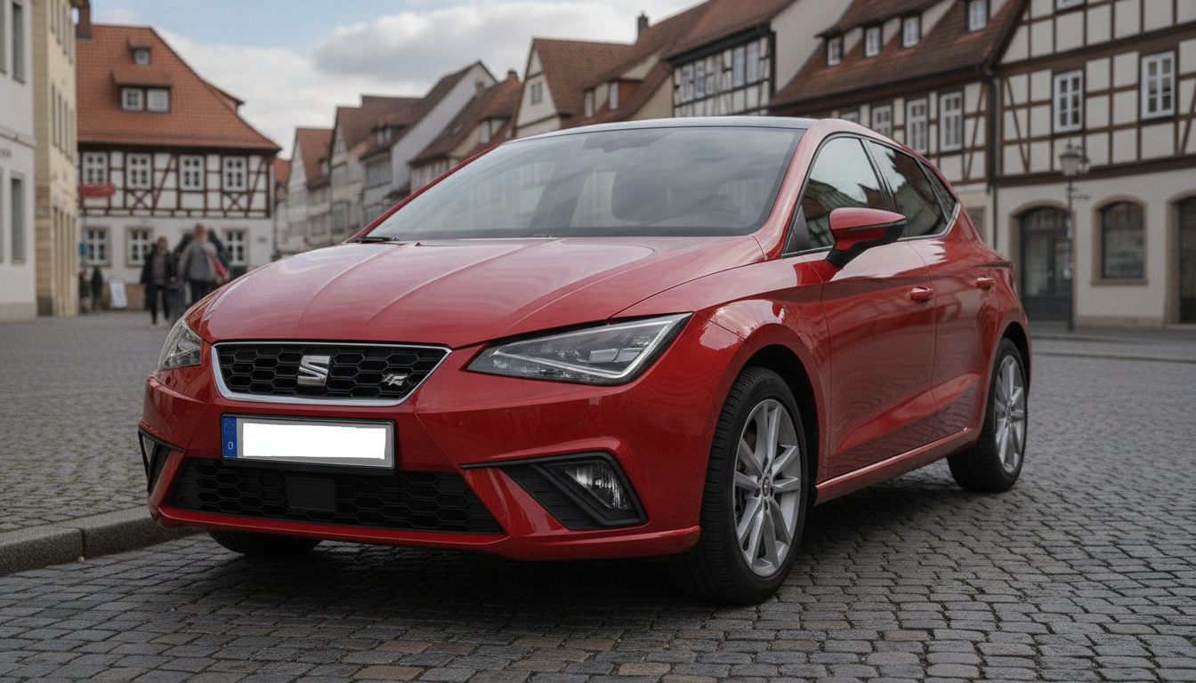 Seat Ibiza (6F) in Rot, Dreiviertelansicht von vorn links