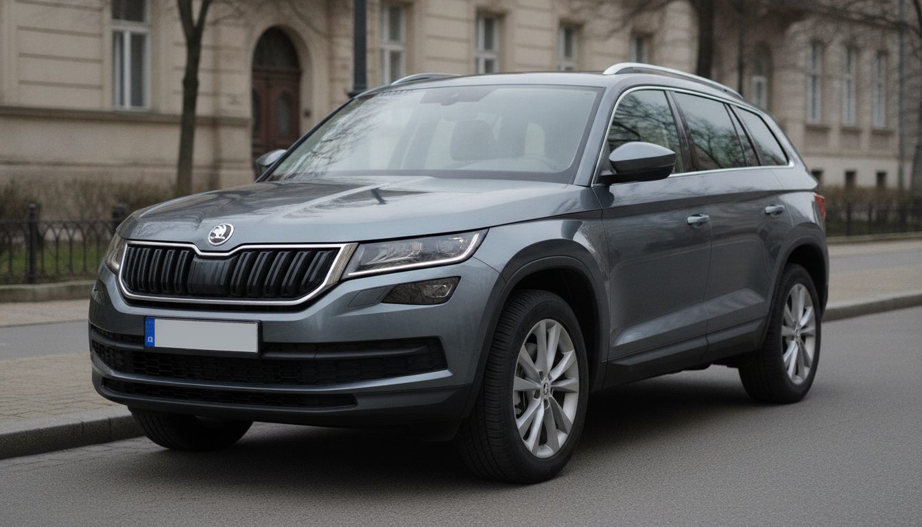 Skoda Kodiaq in Grau, Dreiviertelansicht von vorn links