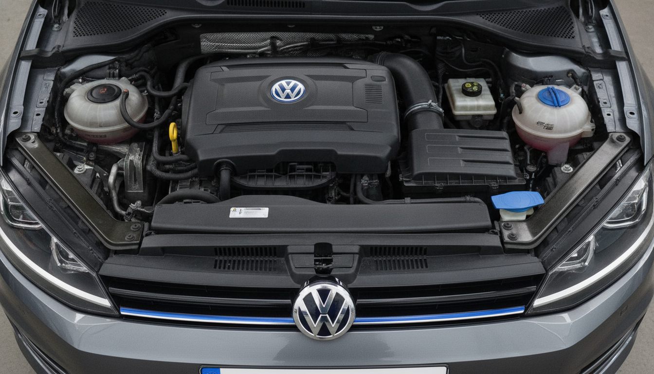 Motorraum eines VW Golf 7 mit 1.5 TSI Evo, Blick von oben
