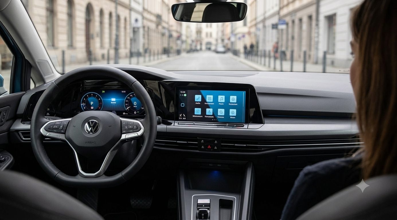 Digitale Warnmeldungen im Cockpit des Golf 8